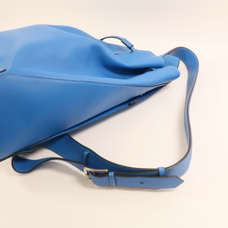 HERMES Evercolor皮革Flash Sailor Backpack銀扣背包Bleu Hydra-7