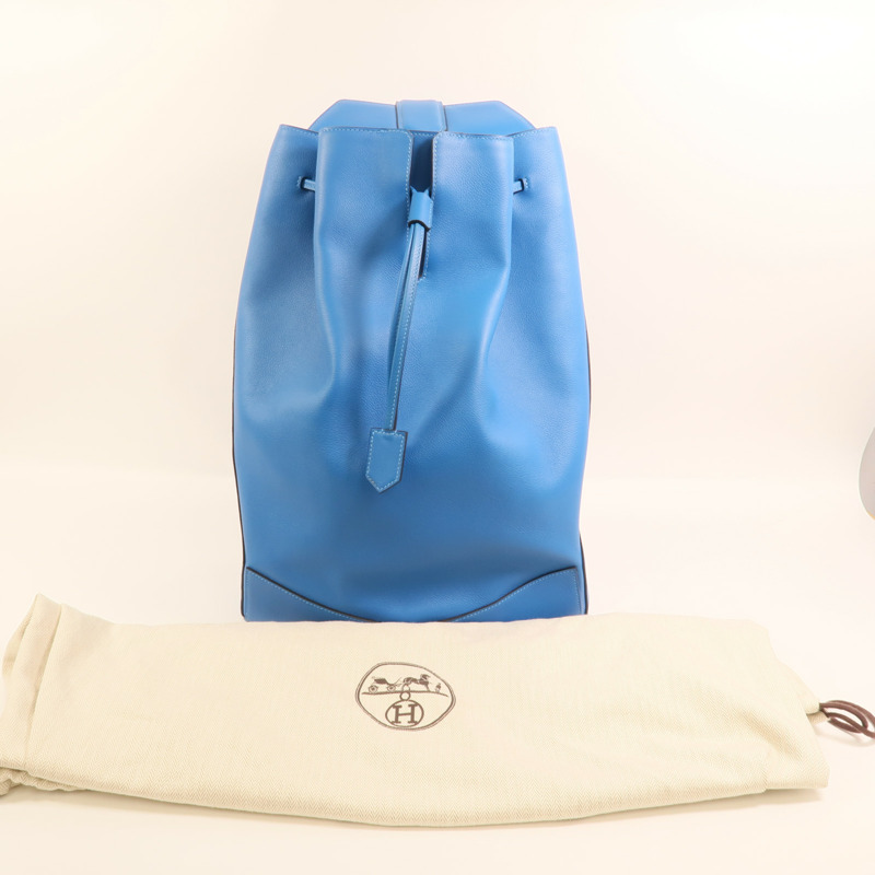HERMES Evercolor皮革Flash Sailor Backpack銀扣背包Bleu Hydra-8