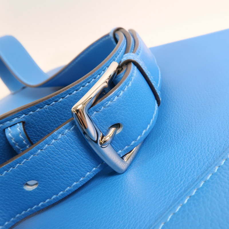 HERMES Evercolor皮革Flash Sailor Backpack銀扣背包Bleu Hydra-9