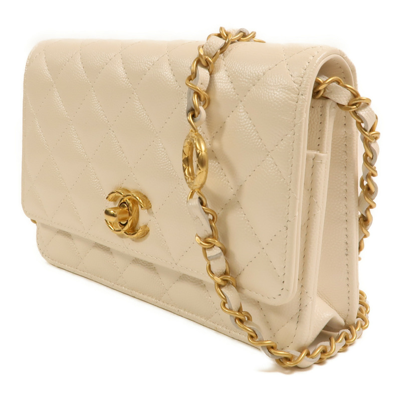 CHANEL 牛皮皮革WOC Wallet On Chain金扣鏈帶肩背袋-2