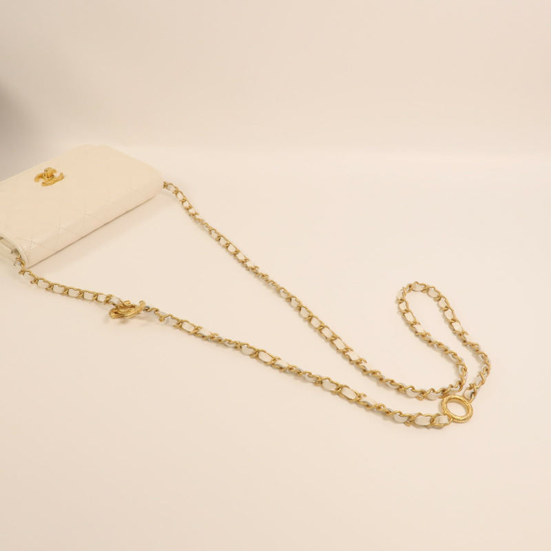 CHANEL 牛皮皮革WOC Wallet On Chain金扣鏈帶肩背袋-7