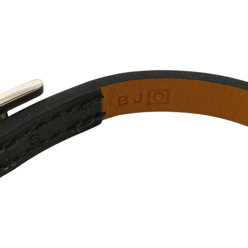 HERMES Tadelakt皮革Behapi Triple Tour銀扣手鏈Noir-6