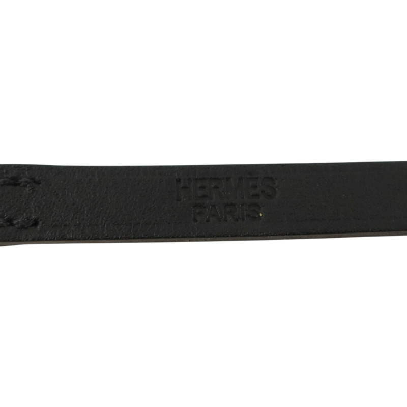 HERMES Tadelakt皮革Behapi Triple Tour銀扣手鏈Noir-7