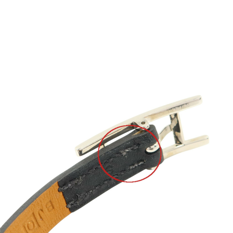 HERMES Tadelakt皮革Behapi Triple Tour銀扣手鏈Noir-10