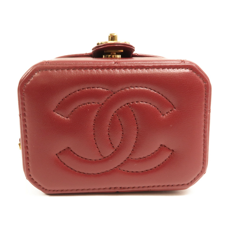CHANEL 羊皮皮革Vanity Case金扣鏈帶肩背袋-3