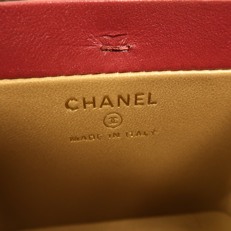 CHANEL 羊皮皮革Vanity Case金扣鏈帶肩背袋-5