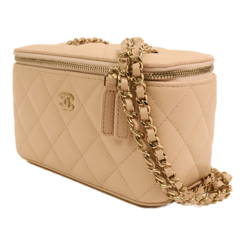 CHANEL 牛皮皮革Vanity Case金扣鏈帶肩背袋-2