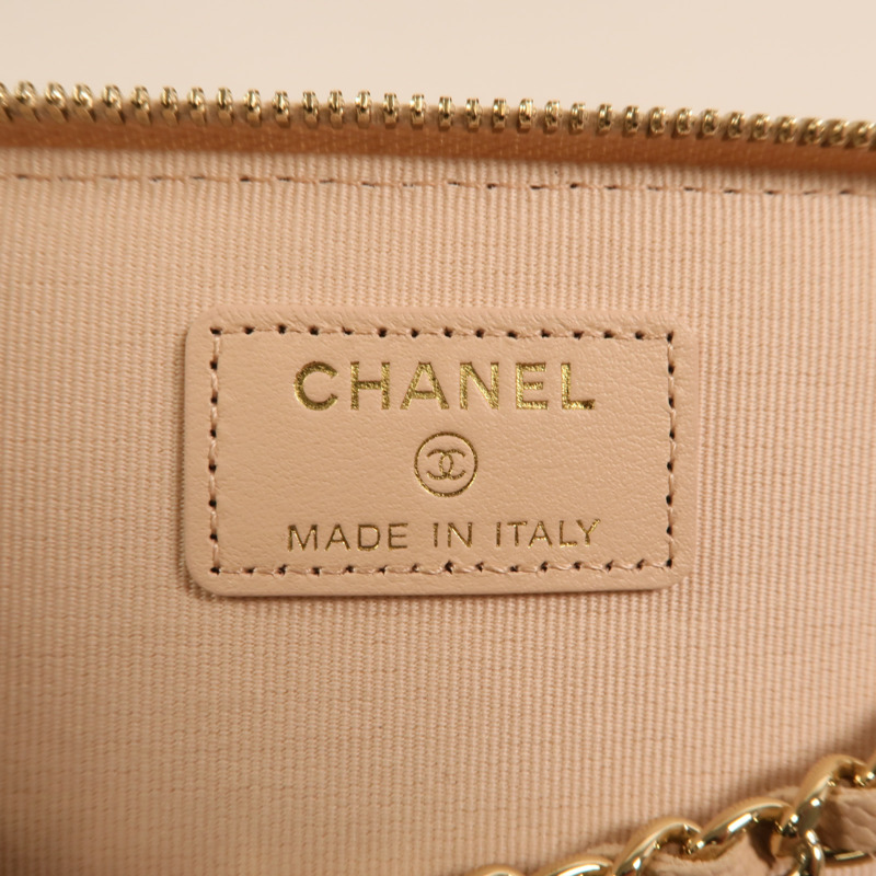 CHANEL 牛皮皮革Vanity Case金扣鏈帶肩背袋-5
