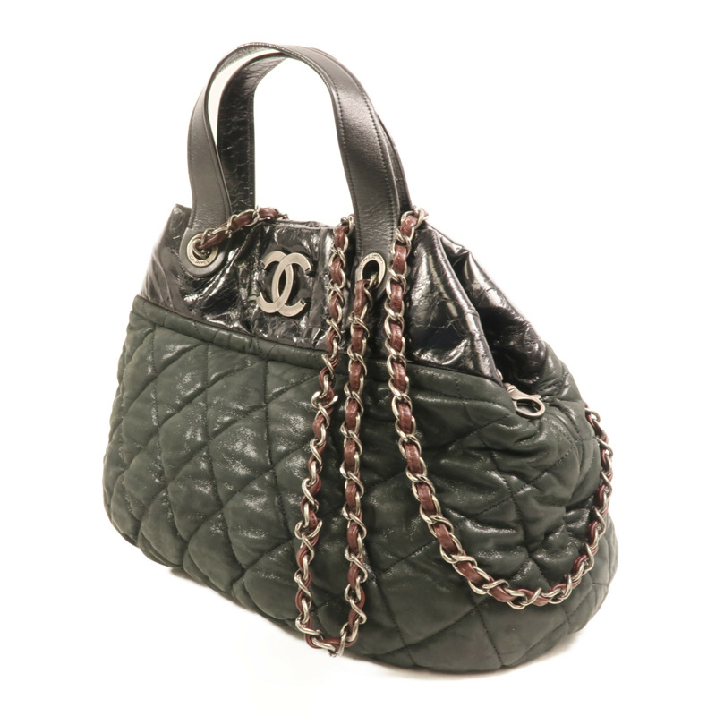 CHANEL 牛皮皮革In The Mix銀扣鏈帶手挽肩背兩用袋-2