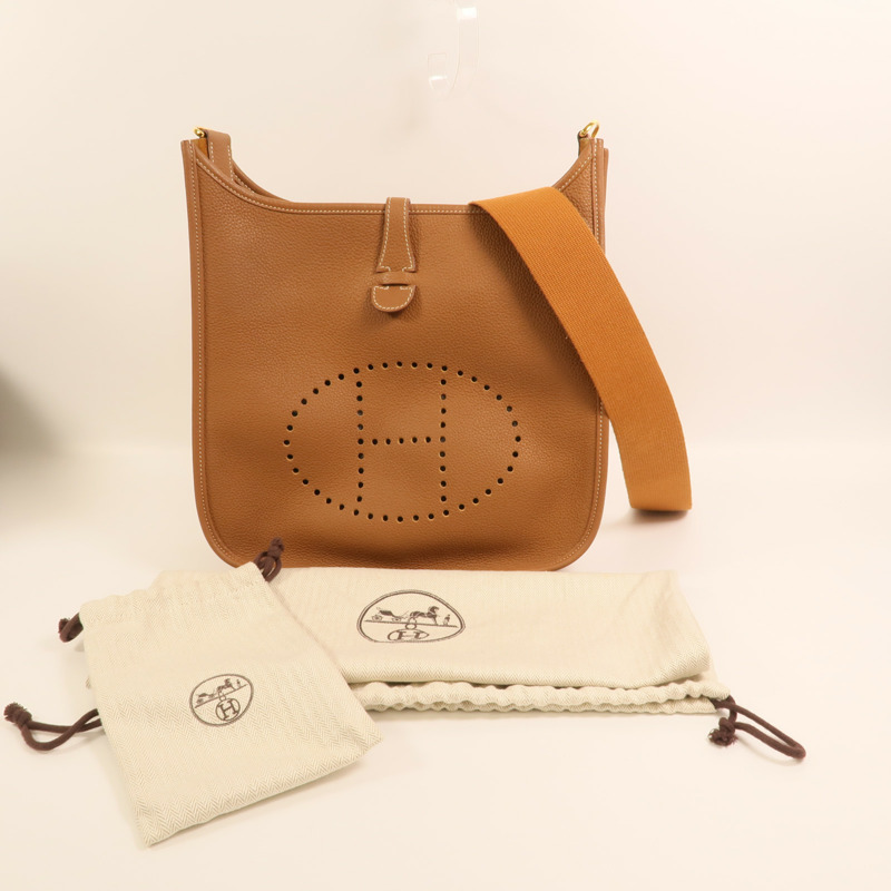 HERMES Clemence皮革Evelyne PM金扣肩背袋-9