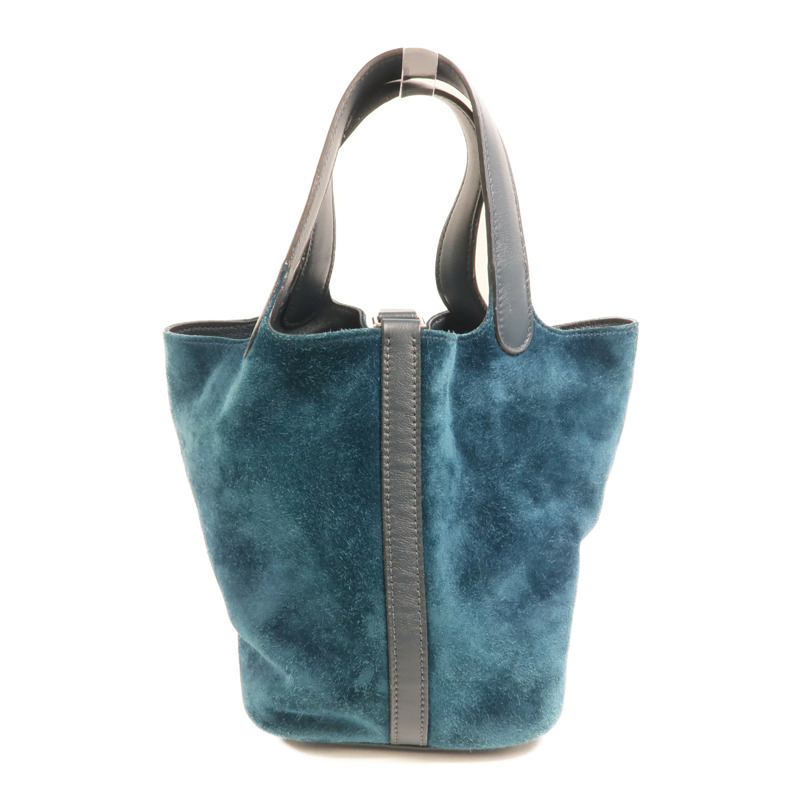 HERMES Doblis皮革Picotin PM銀扣手挽袋Vert Cypress-1