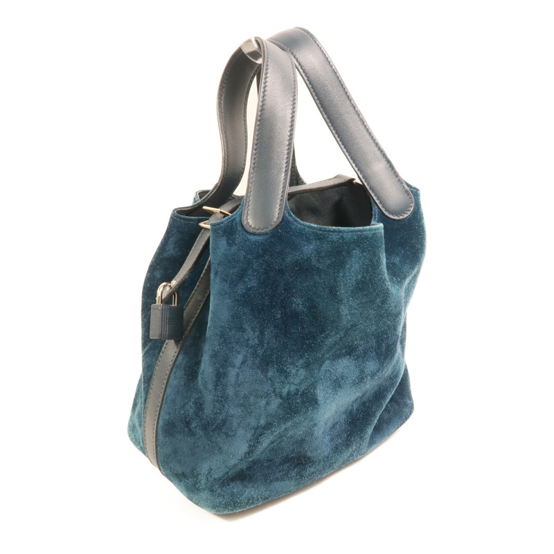 HERMES Doblis皮革Picotin PM銀扣手挽袋Vert Cypress-2