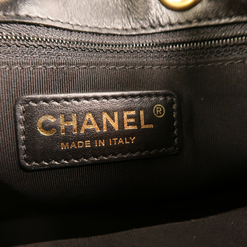CHANEL 牛皮皮革Drawstring Bucket Bag金扣鏈帶肩背袋-5
