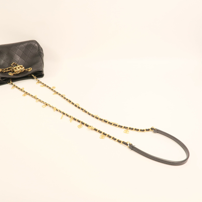 CHANEL 牛皮皮革Drawstring Bucket Bag金扣鏈帶肩背袋-7