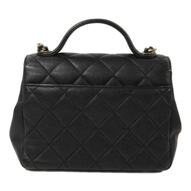 CHANEL 牛皮皮革Business Affinity Small金扣鏈帶手挽肩背兩用袋-1