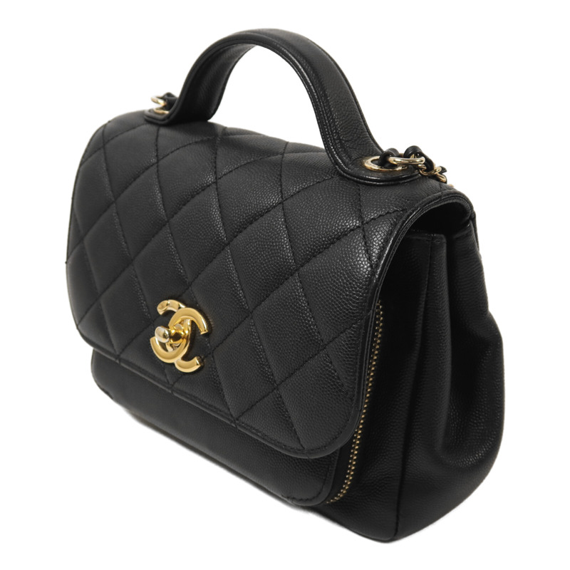 CHANEL 牛皮皮革Business Affinity Small金扣鏈帶手挽肩背兩用袋-2