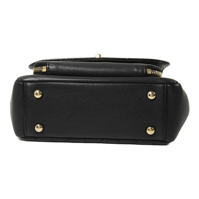 CHANEL 牛皮皮革Business Affinity Small金扣鏈帶手挽肩背兩用袋-3