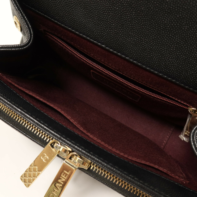 CHANEL 牛皮皮革Business Affinity Small金扣鏈帶手挽肩背兩用袋-4