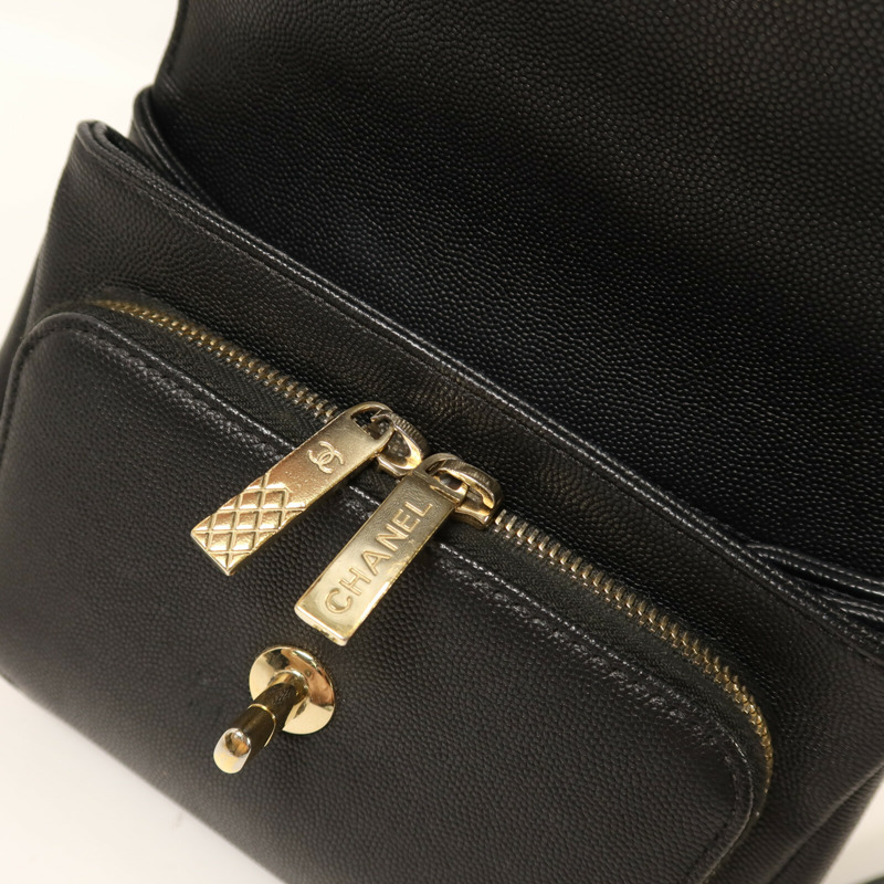 CHANEL 牛皮皮革Business Affinity Small金扣鏈帶手挽肩背兩用袋-14