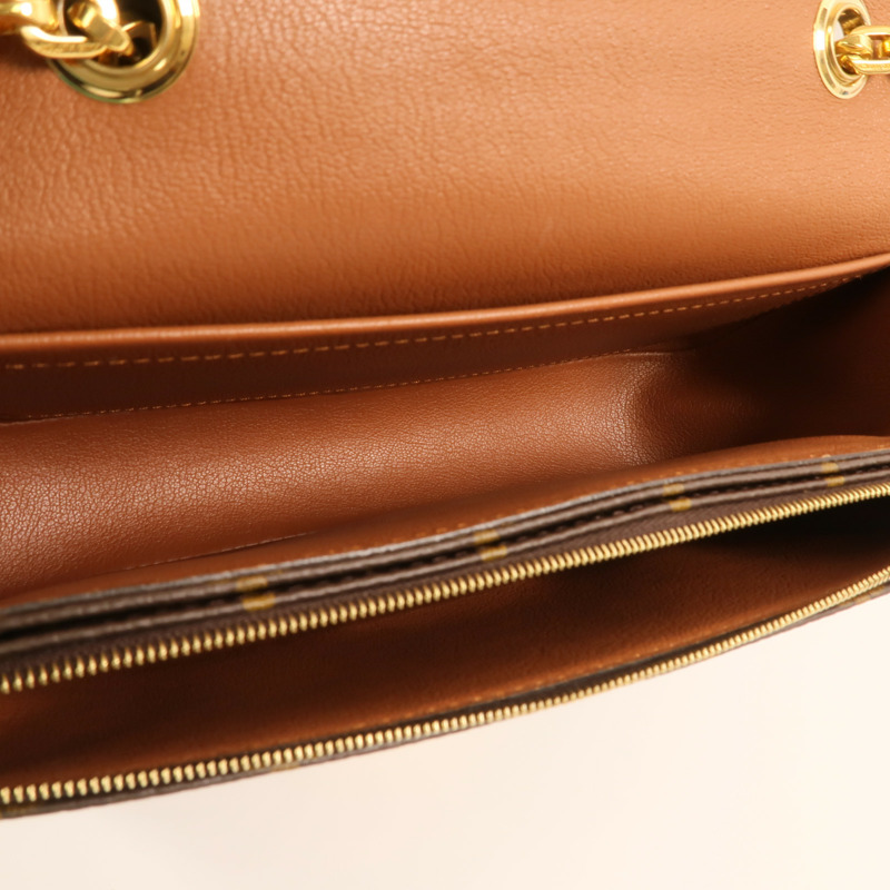LOUIS VUITTON Monogram Marceau金扣鏈帶肩背袋棕色-4