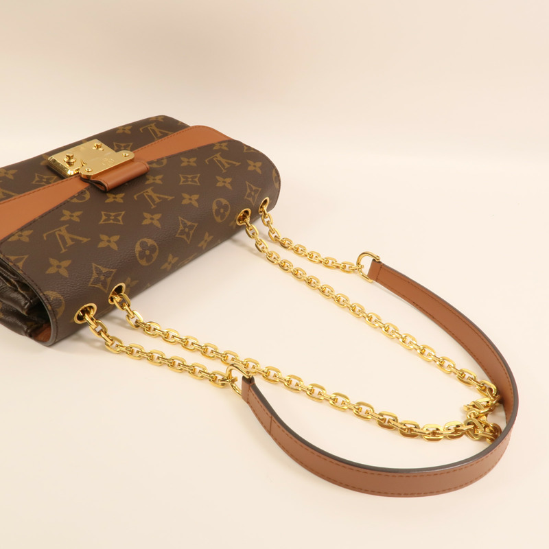 LOUIS VUITTON Monogram Marceau金扣鏈帶肩背袋棕色-7