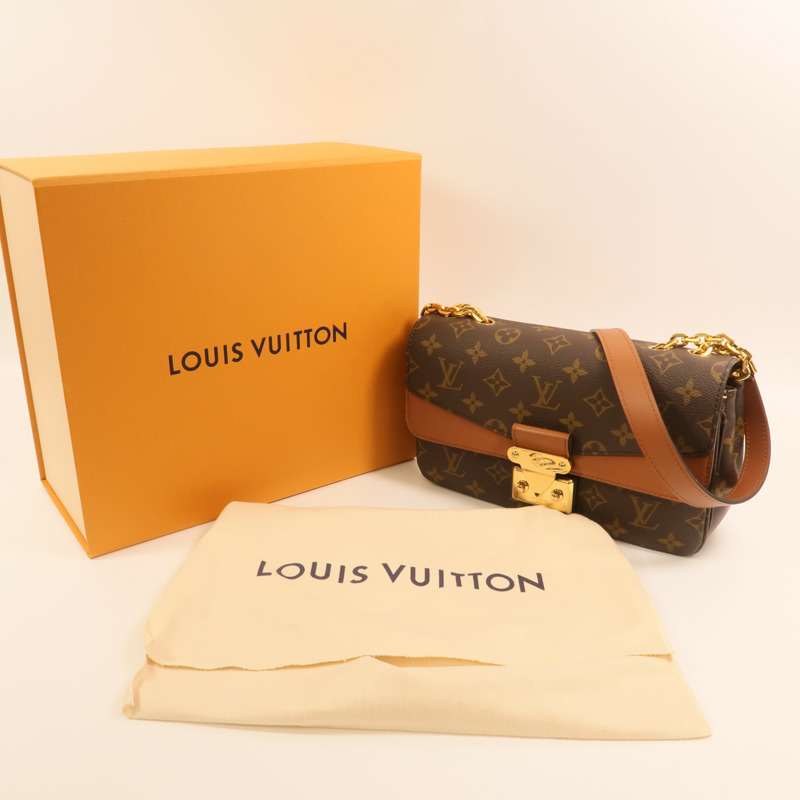 LOUIS VUITTON Monogram Marceau金扣鏈帶肩背袋棕色-8