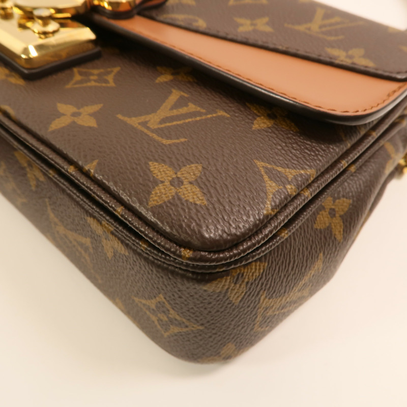 LOUIS VUITTON Monogram Marceau金扣鏈帶肩背袋棕色-9