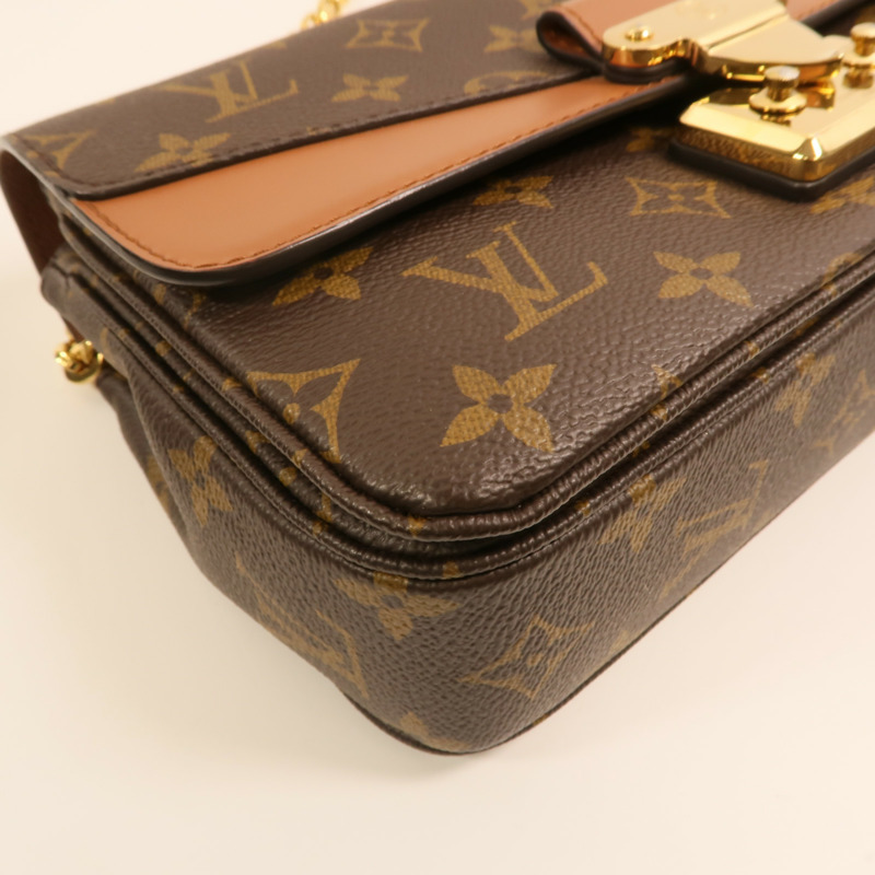 LOUIS VUITTON Monogram Marceau金扣鏈帶肩背袋棕色-10