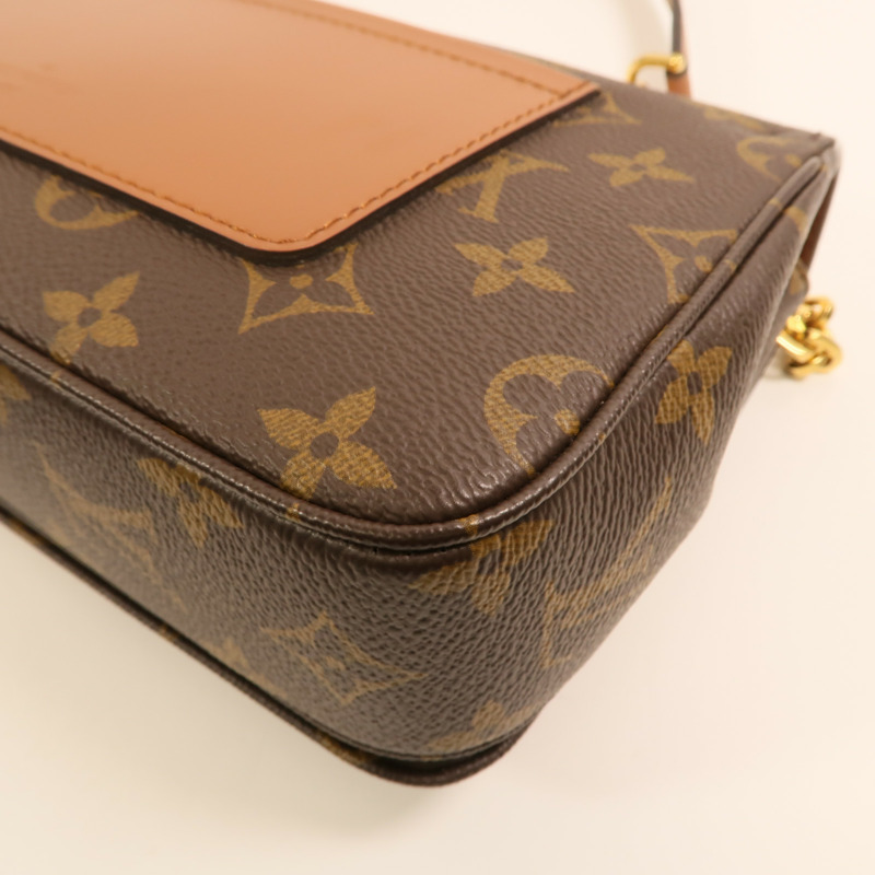 LOUIS VUITTON Monogram Marceau金扣鏈帶肩背袋棕色-11