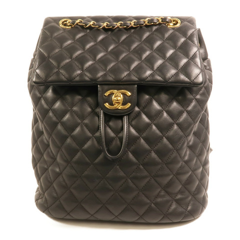 CHANEL 羊皮皮革Backpack金扣鏈帶背包