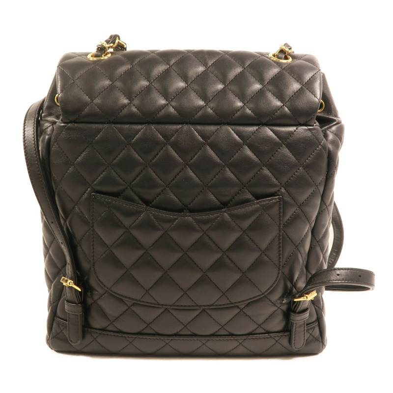 CHANEL 羊皮皮革Backpack金扣鏈帶背包-1