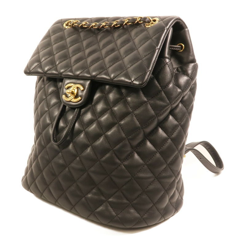 CHANEL 羊皮皮革Backpack金扣鏈帶背包-2