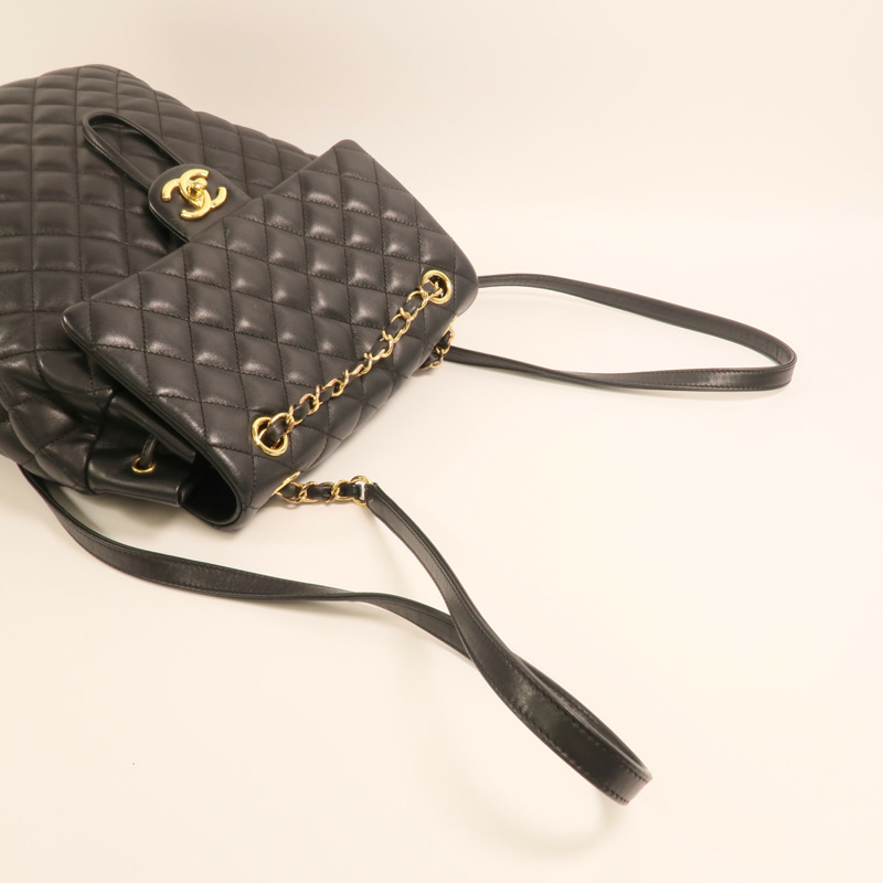 CHANEL 羊皮皮革Backpack金扣鏈帶背包-7