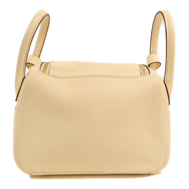 HERMES Clemence皮革Mini Lindy金扣手挽肩背兩用袋Nata-1