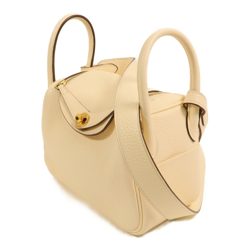 HERMES Clemence皮革Mini Lindy金扣手挽肩背兩用袋Nata-2