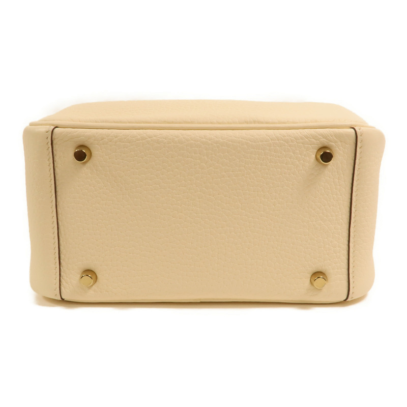 HERMES Clemence皮革Mini Lindy金扣手挽肩背兩用袋Nata-3