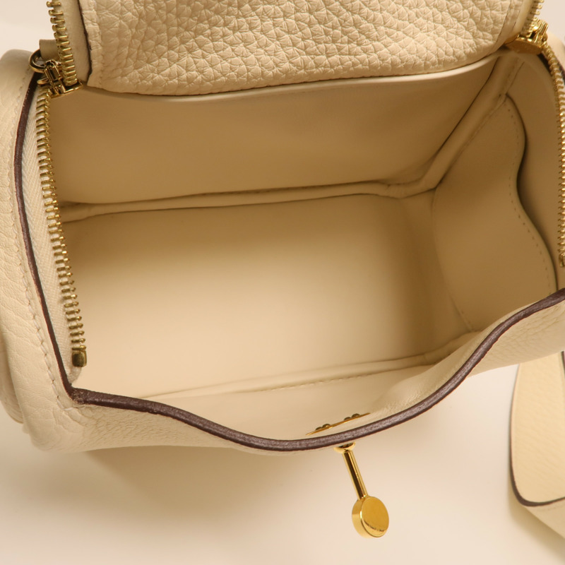 HERMES Clemence皮革Mini Lindy金扣手挽肩背兩用袋Nata-4