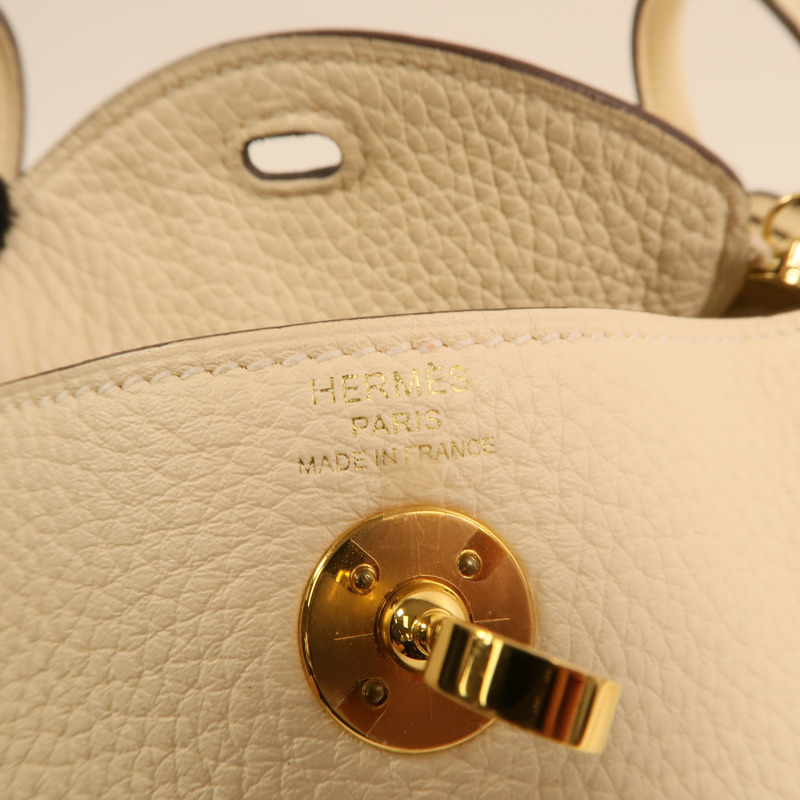 HERMES Clemence皮革Mini Lindy金扣手挽肩背兩用袋Nata-5