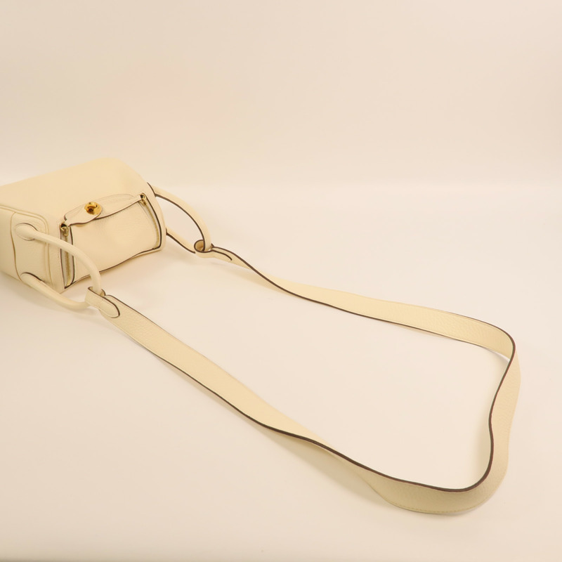 HERMES Clemence皮革Mini Lindy金扣手挽肩背兩用袋Nata-7