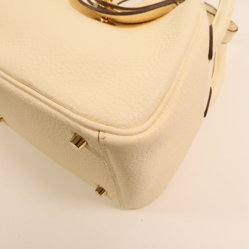 HERMES Clemence皮革Mini Lindy金扣手挽肩背兩用袋Nata-10