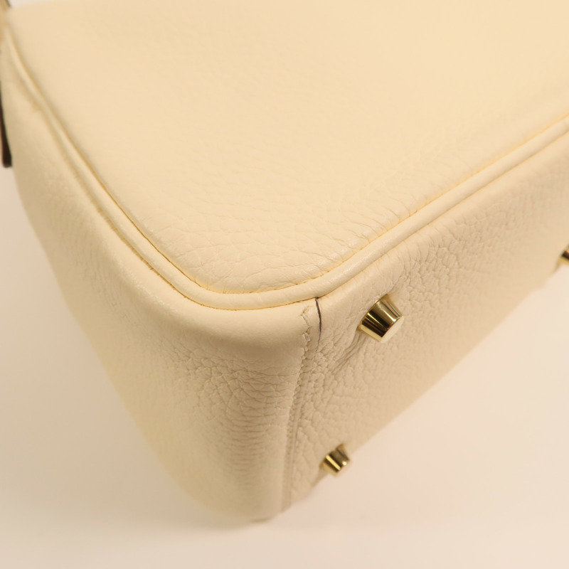 HERMES Clemence皮革Mini Lindy金扣手挽肩背兩用袋Nata-13