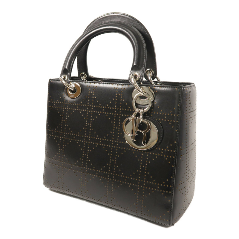 Dior 牛皮皮革Lady Dior Medium銀扣手挽肩背兩用袋-1