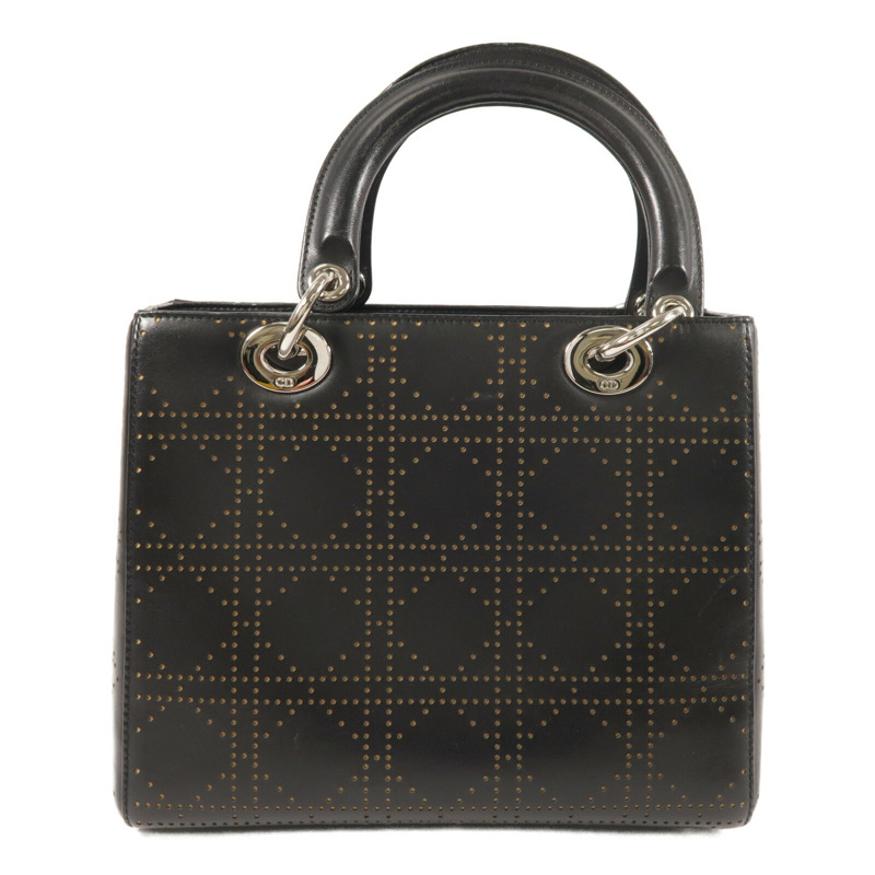 Dior 牛皮皮革Lady Dior Medium銀扣手挽肩背兩用袋-2