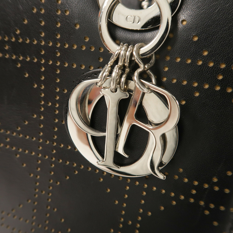 Dior 牛皮皮革Lady Dior Medium銀扣手挽肩背兩用袋-8