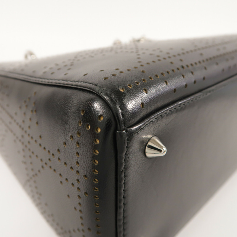 Dior 牛皮皮革Lady Dior Medium銀扣手挽肩背兩用袋-11