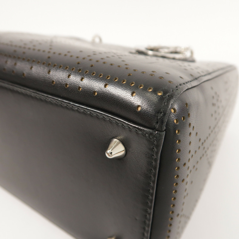 Dior 牛皮皮革Lady Dior Medium銀扣手挽肩背兩用袋-12