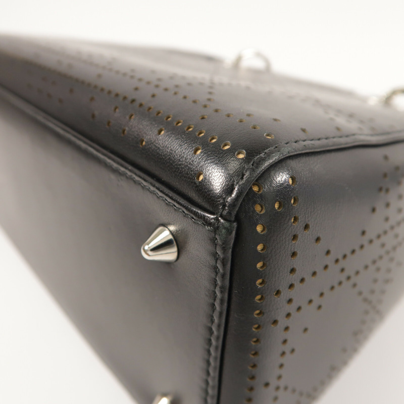 Dior 牛皮皮革Lady Dior Medium銀扣手挽肩背兩用袋-14