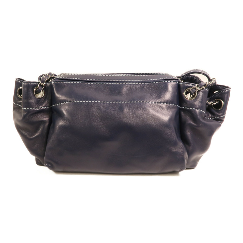 CHANEL 羊皮皮革Vintage Accordion銀扣鏈帶肩背袋-1