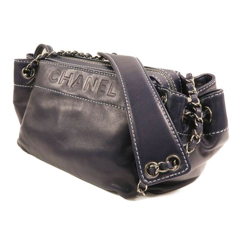 CHANEL 羊皮皮革Vintage Accordion銀扣鏈帶肩背袋-2