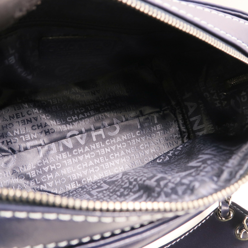 CHANEL 羊皮皮革Vintage Accordion銀扣鏈帶肩背袋-4